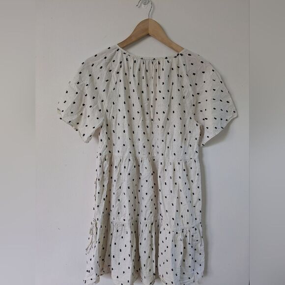 Madewell Cotton Linen Lorelei Babydoll Dress Clip Dot Cream White S Small - Picture 9 of 9